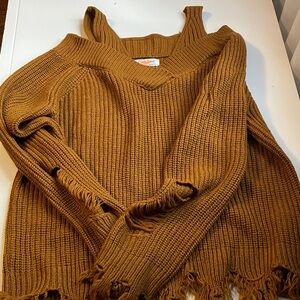 Free People Off-the-Shoulder Mustard Sweater